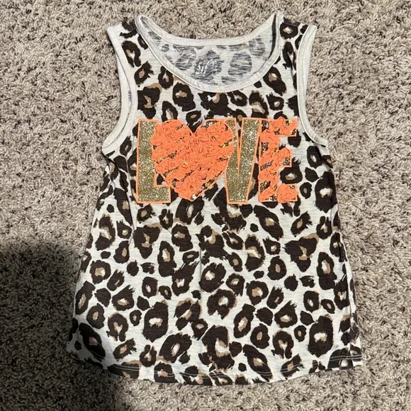 Justice size 7 top and Gymboree size 7 “LOVE” and leopard print skirt outfit - Picture 2 of 5